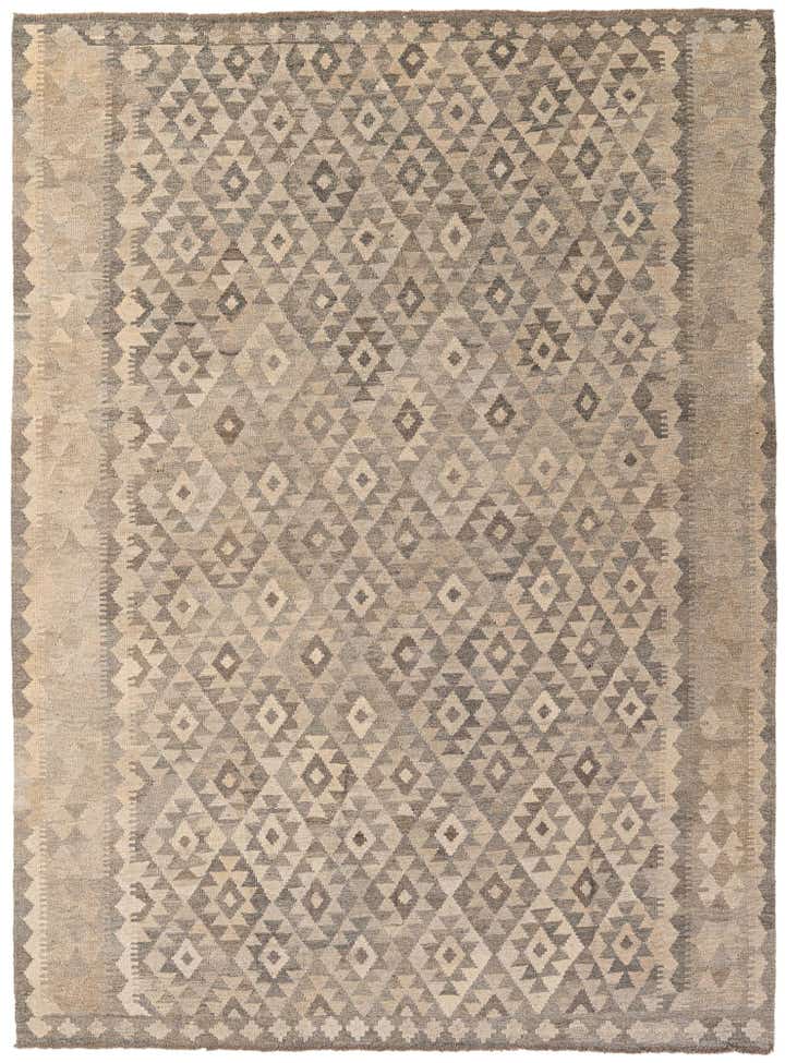 7' 3 x 9' 9 Hand Woven Kilim Maymana Wool Rug