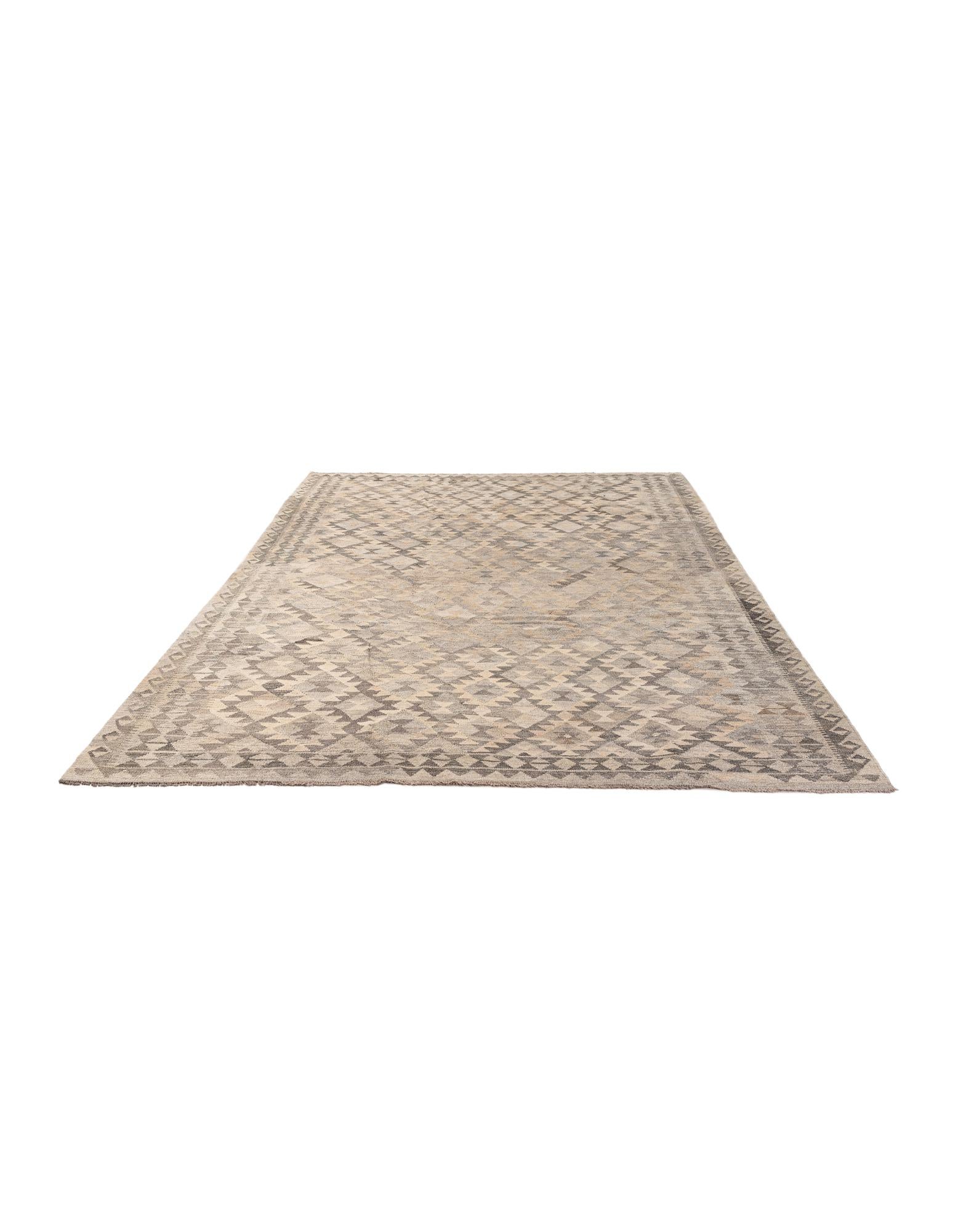 7' 1 x 9' 8 Hand Woven Kilim Maymana Wool Rug