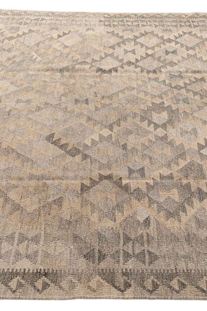 7' 1 x 9' 8 Hand Woven Kilim Maymana Wool Rug