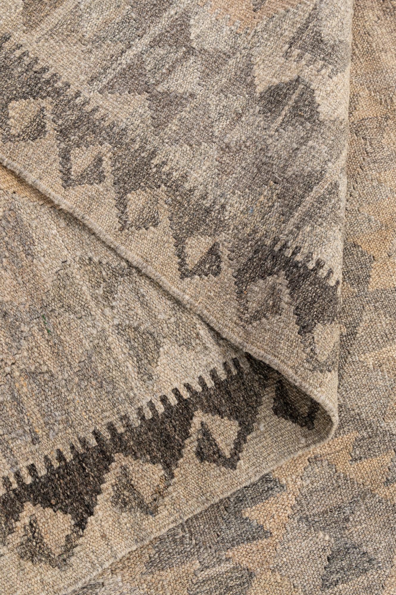 7' 1 x 9' 8 Hand Woven Kilim Maymana Wool Rug