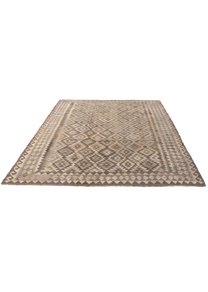 7' 2 x 9' 9 Hand Woven Kilim Maymana Wool Rug