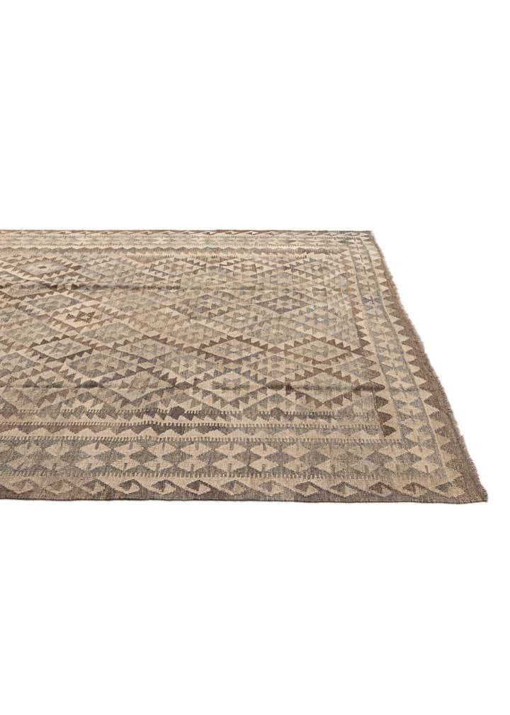 7' 2 x 9' 9 Hand Woven Kilim Maymana Wool Rug