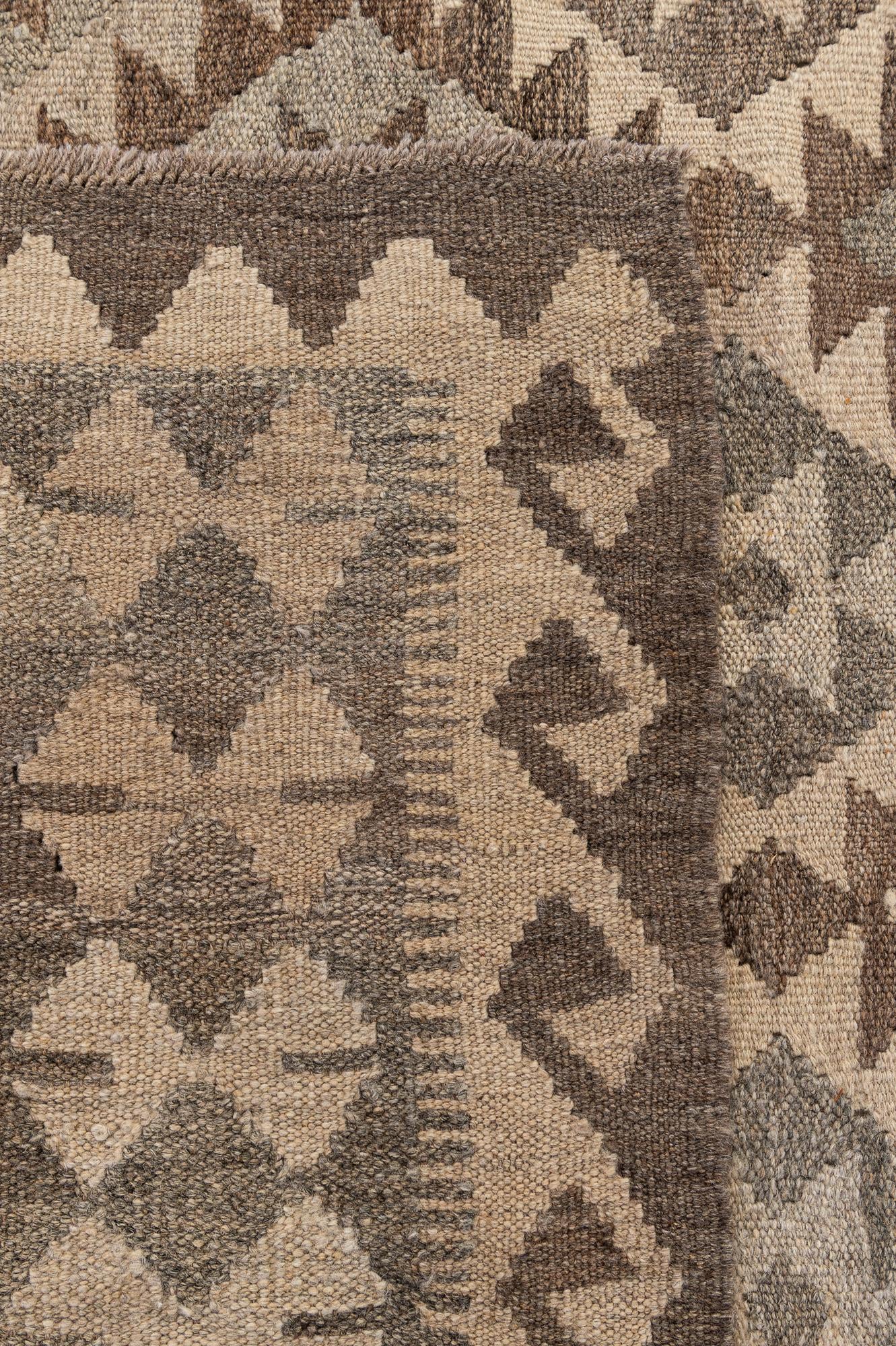 7' 2 x 9' 9 Hand Woven Kilim Maymana Wool Rug