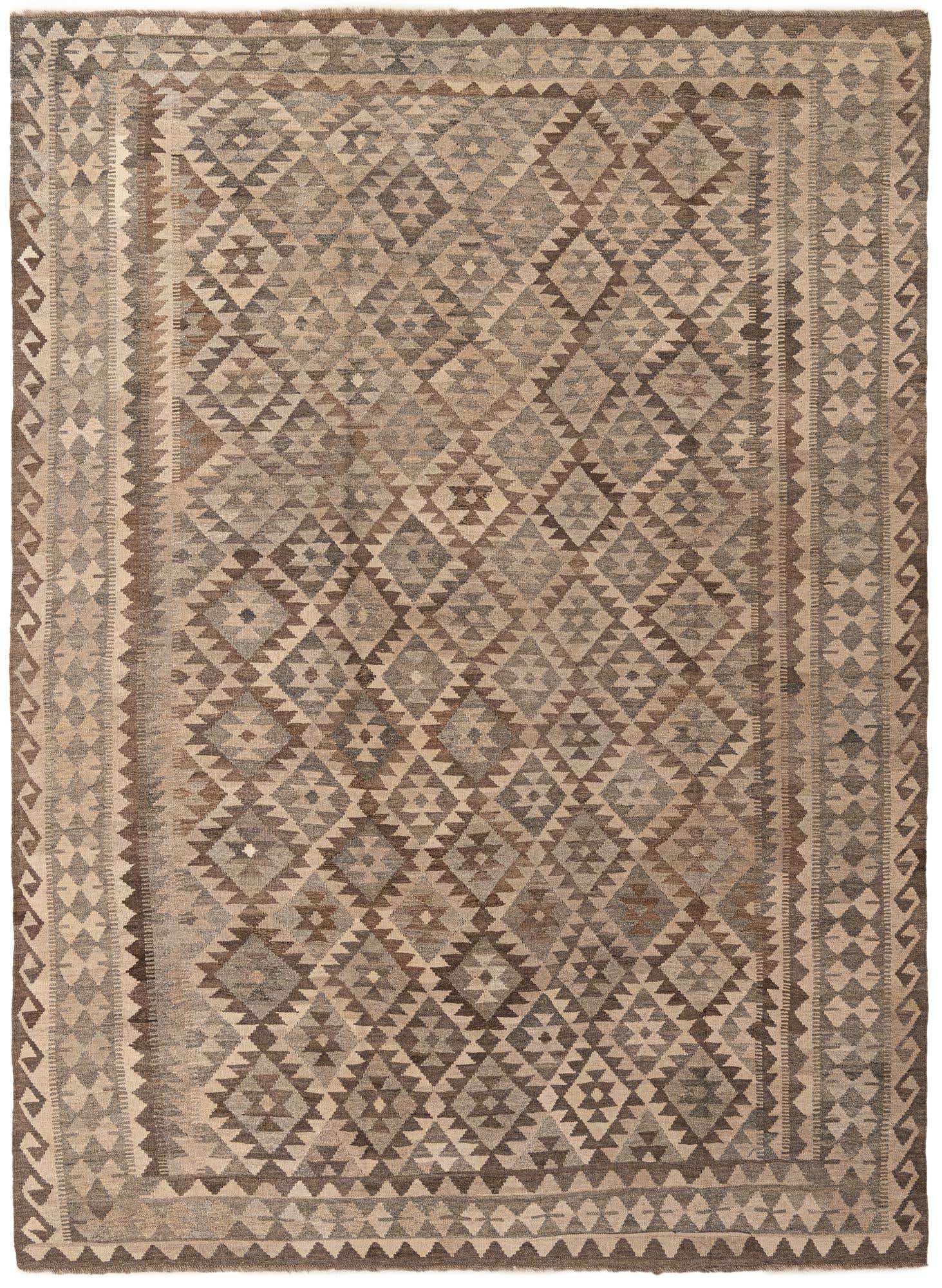 7' 2 x 9' 9 Hand Woven Kilim Maymana Wool Rug