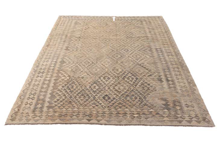 7' 3 x 10' 3 Hand Woven Kilim Maymana Wool Rug