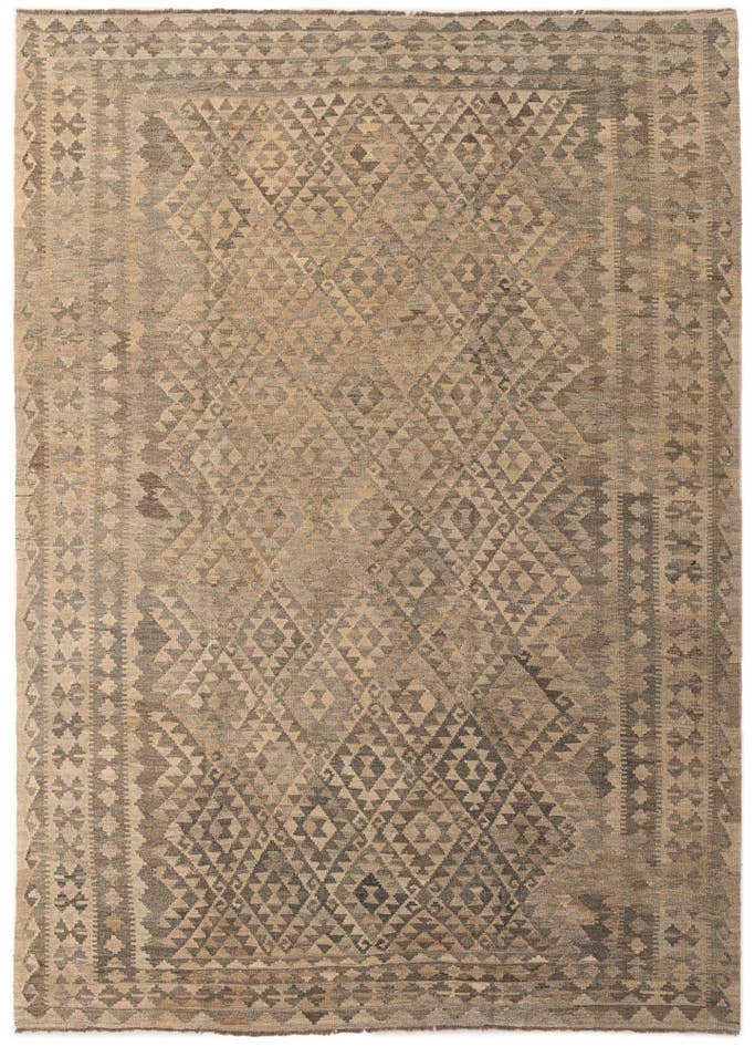 Detail image of 7' 3 x 10' 3 Hand Woven Kilim Maymana Wool Rug