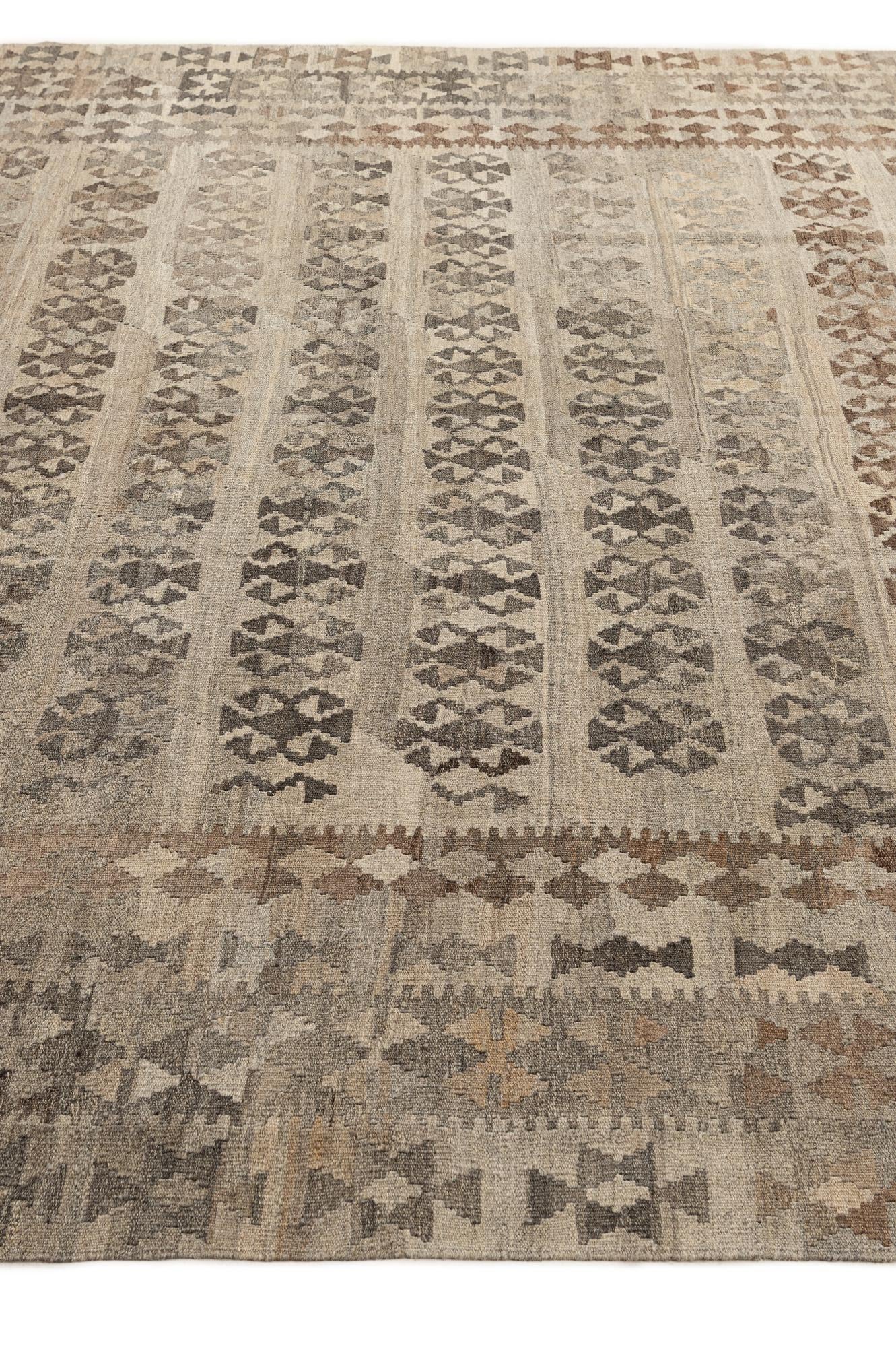 8' 3 x 11' 8 Hand Woven Kilim Maymana Wool Rug