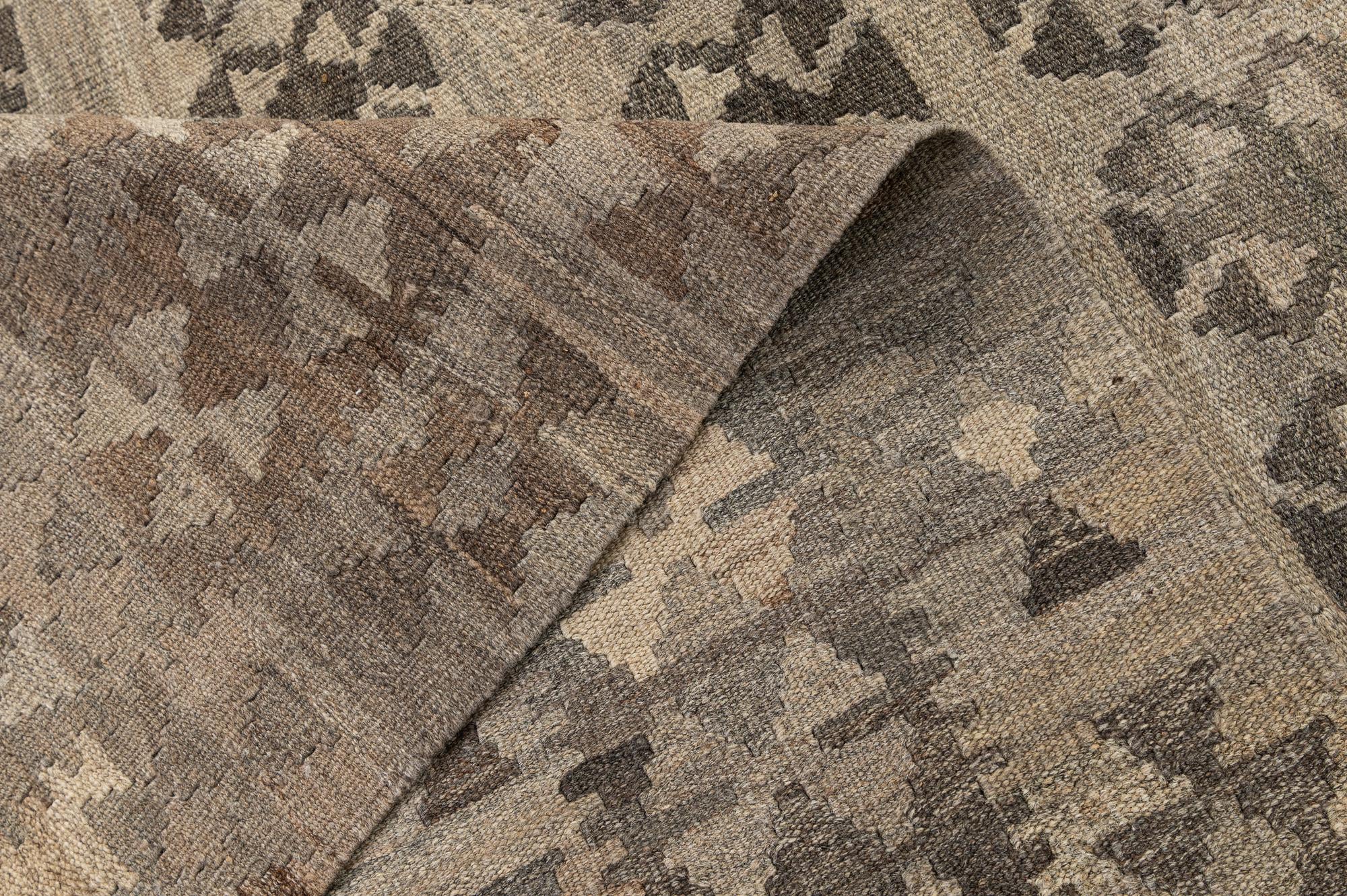 8' 3 x 11' 8 Hand Woven Kilim Maymana Wool Rug