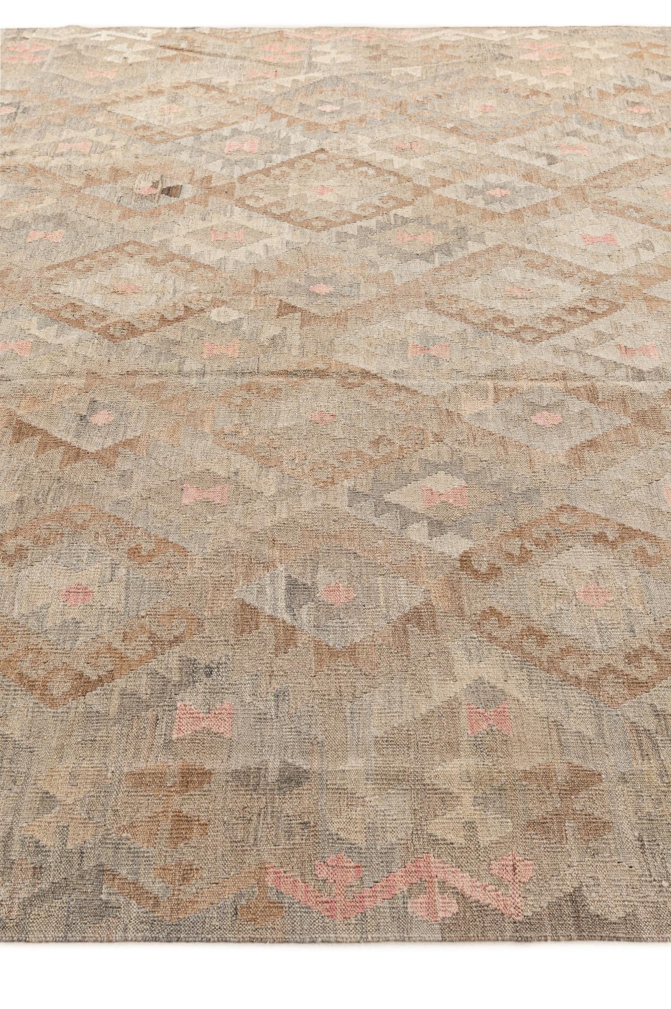 8' 4 x 9' 5 Hand Woven Kilim Maymana Wool Rug