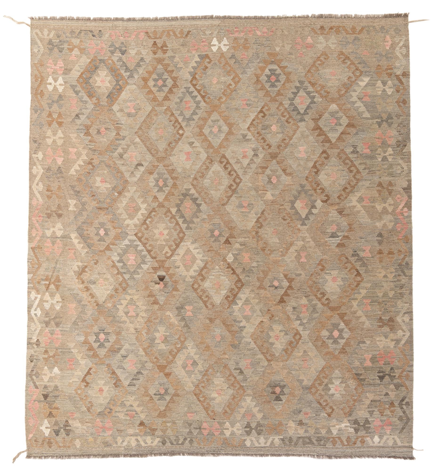 8' 4 x 9' 5 Hand Woven Kilim Maymana Wool Rug
