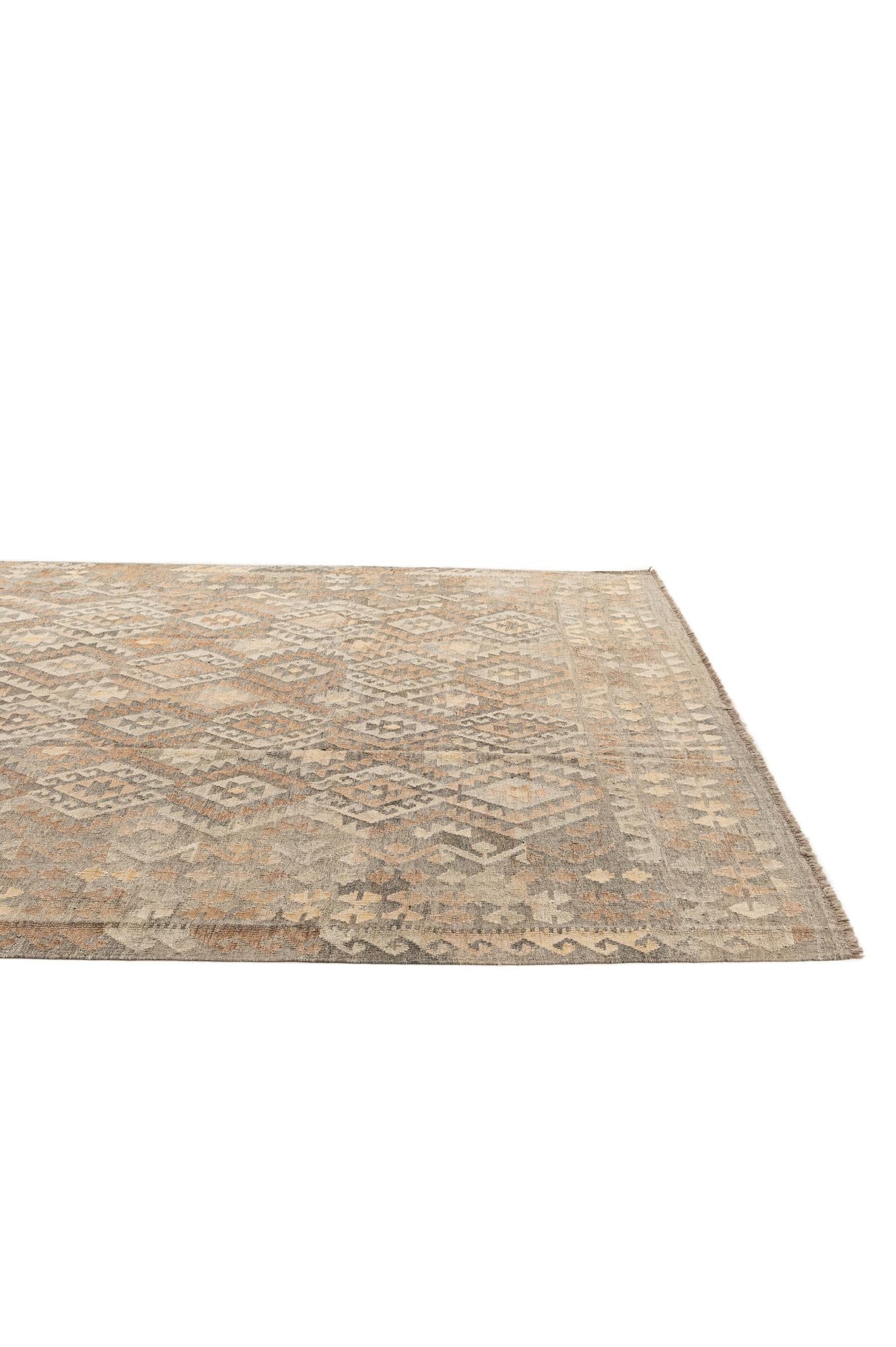 8' 7 x 10' 9 Hand Woven Kilim Maymana Wool Rug