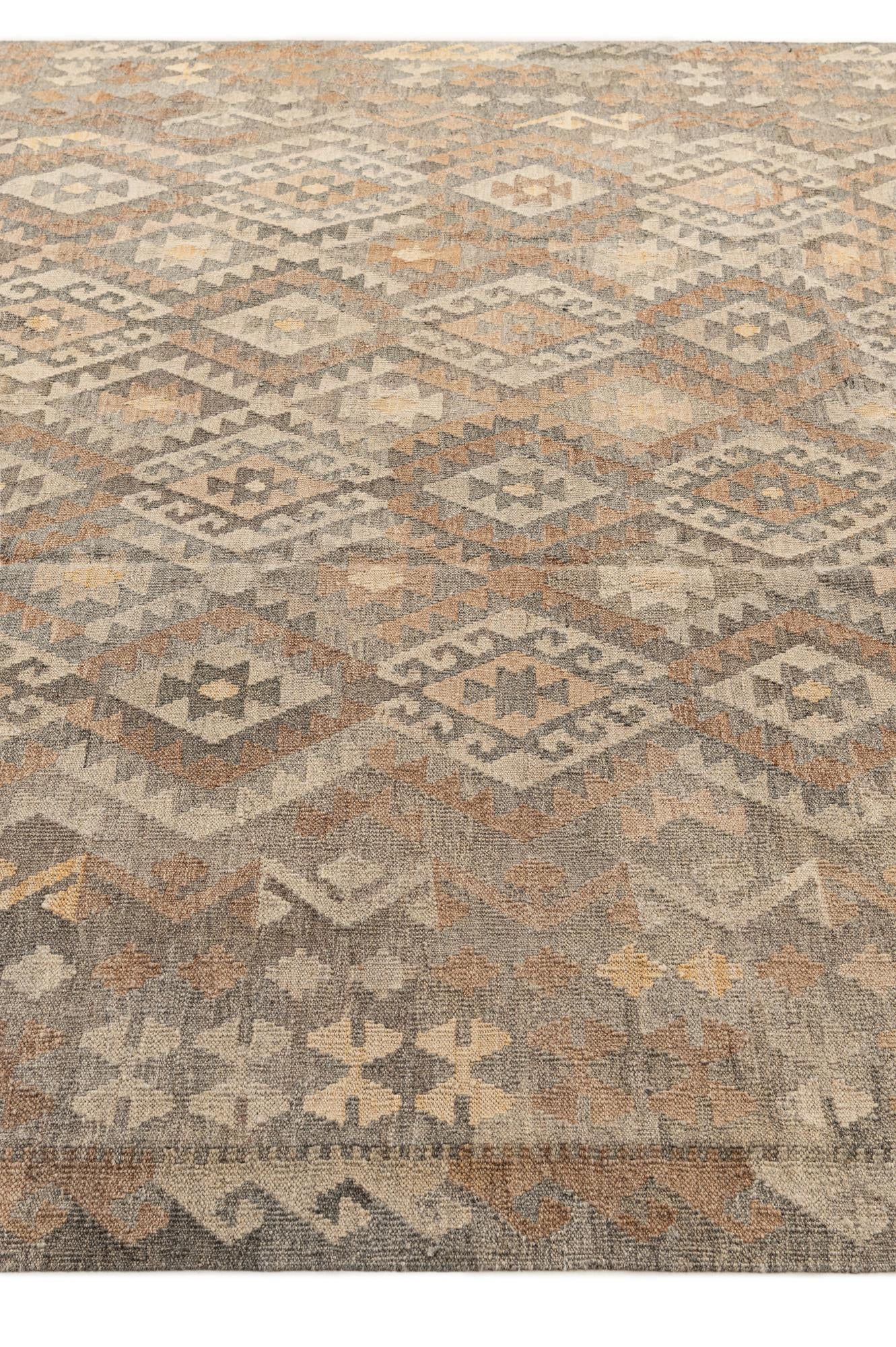8' 7 x 10' 9 Hand Woven Kilim Maymana Wool Rug