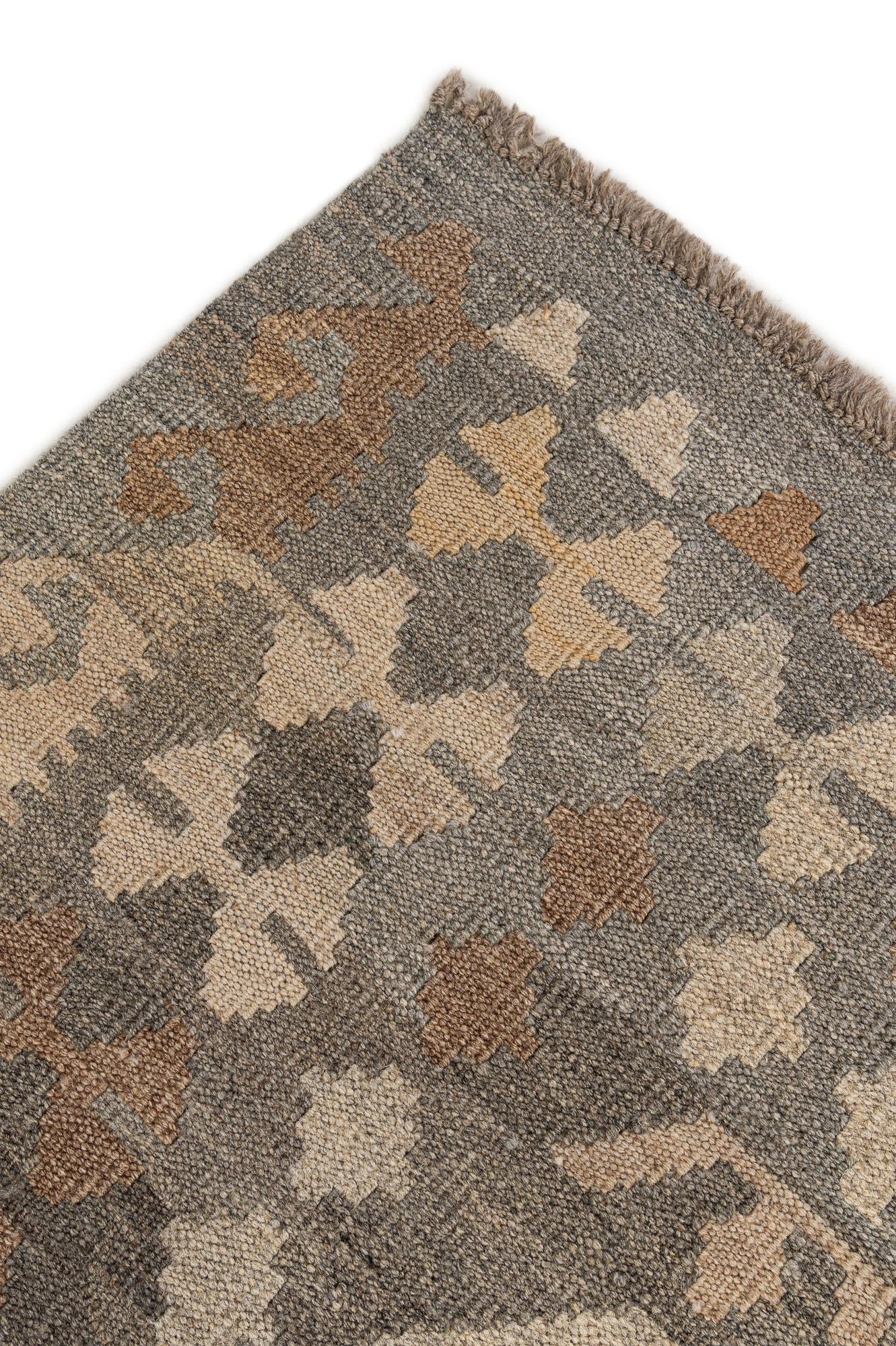 8' 7 x 10' 9 Hand Woven Kilim Maymana Wool Rug