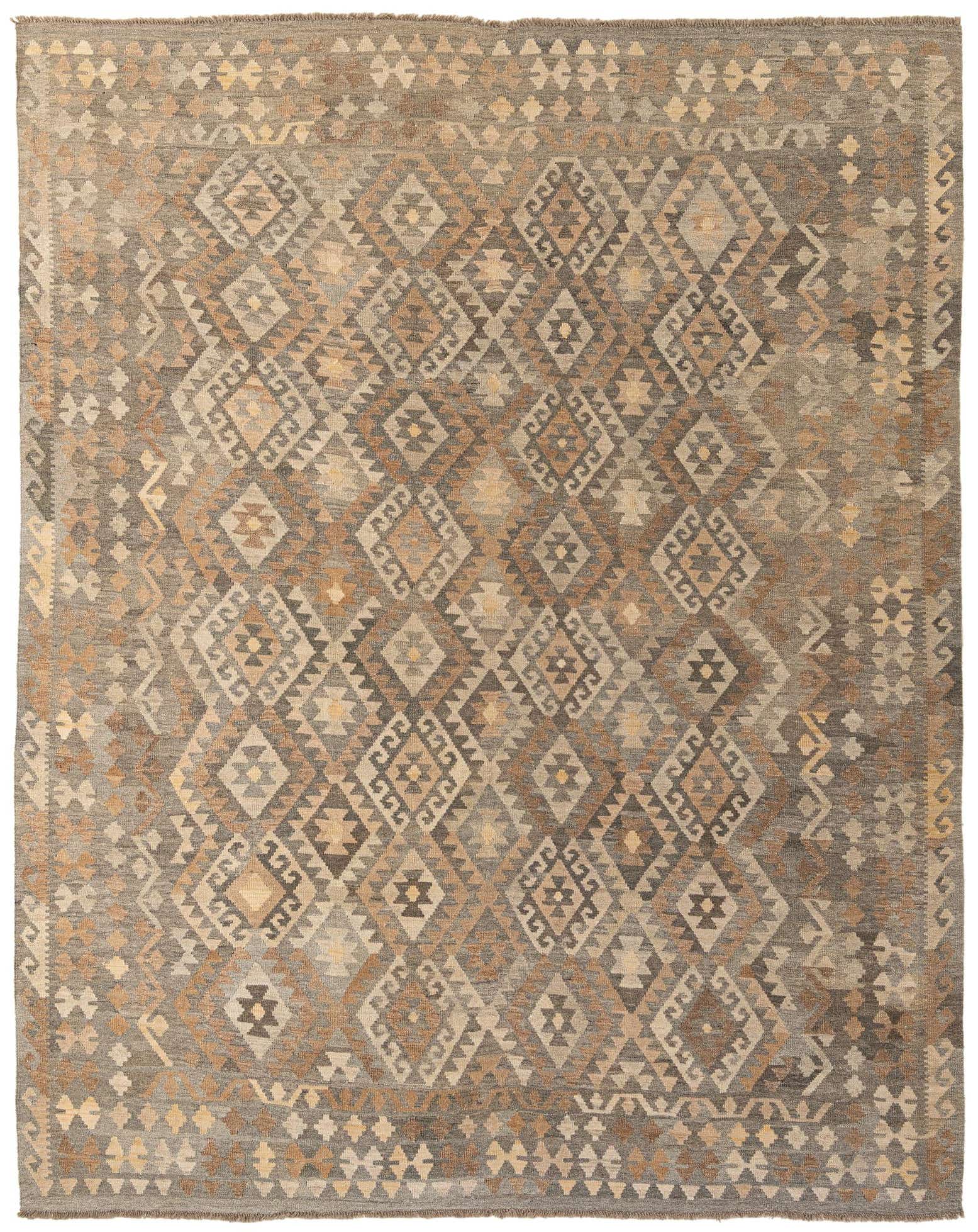 8' 7 x 10' 9 Hand Woven Kilim Maymana Wool Rug