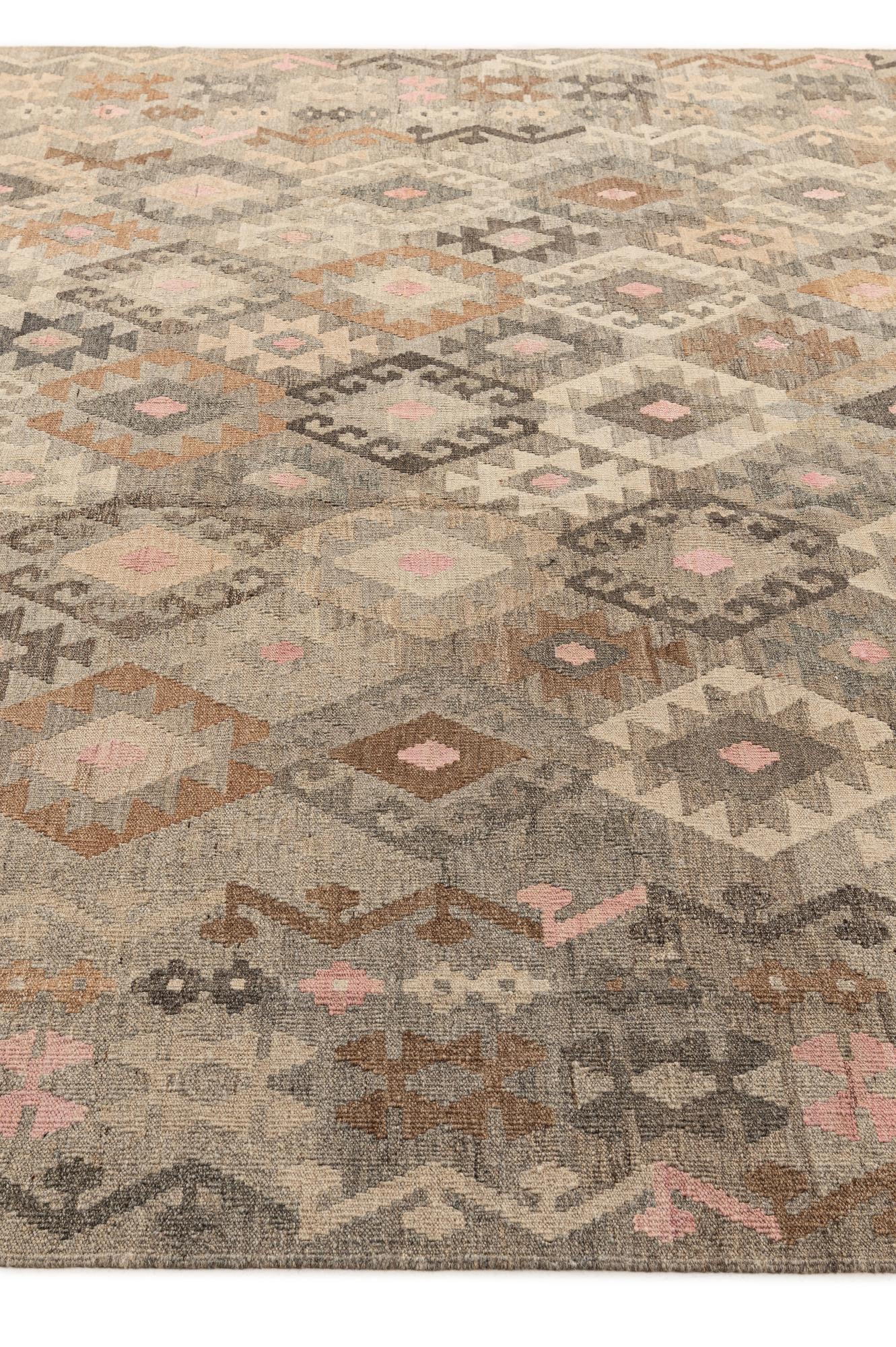 8' 6 x 11' 2 Hand Woven Kilim Maymana Wool Rug