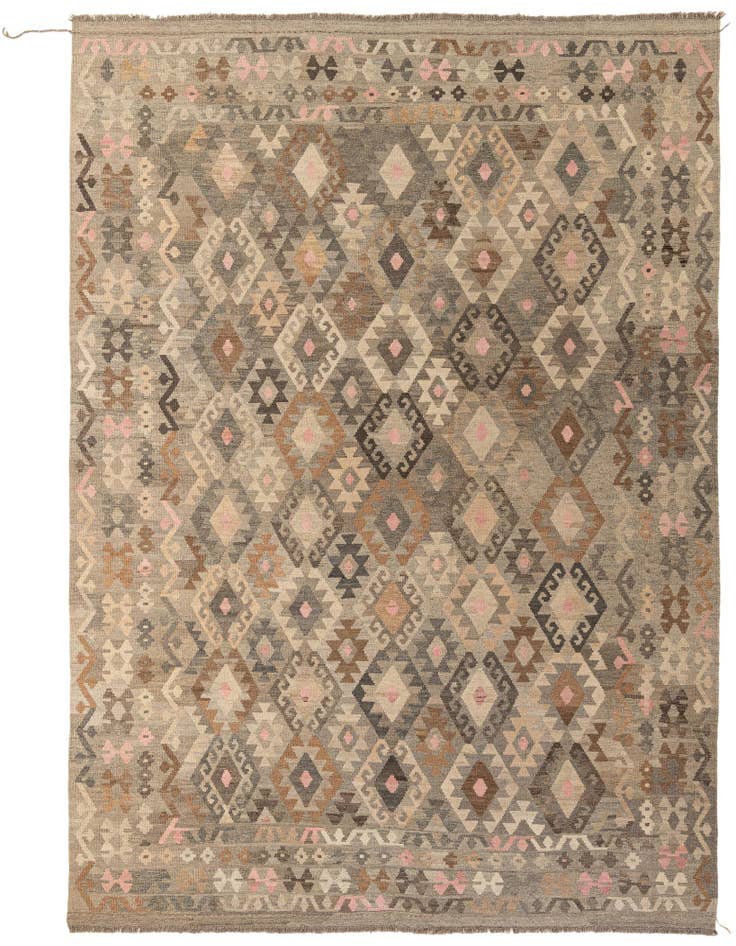 Detail image of 8' 6 x 11' 2 Hand Woven Kilim Maymana Wool Rug