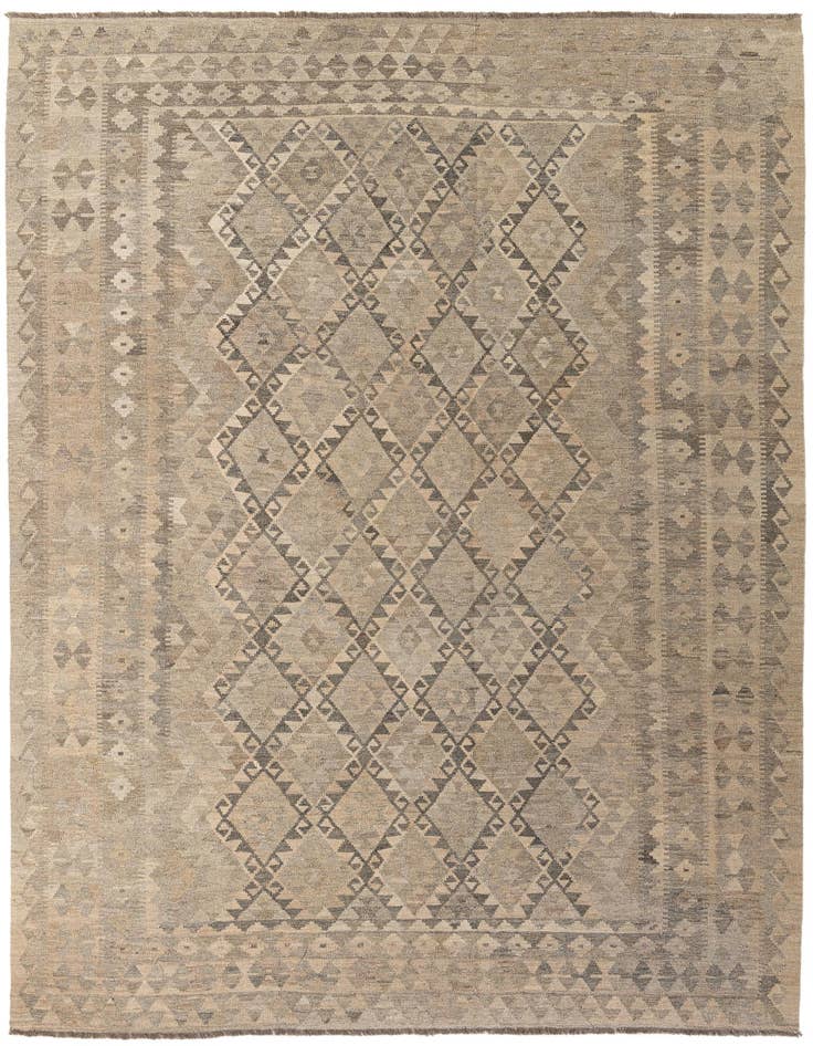 Detail image of 8' 6 x 11' 6 Hand Woven Kilim Maymana Wool Rug