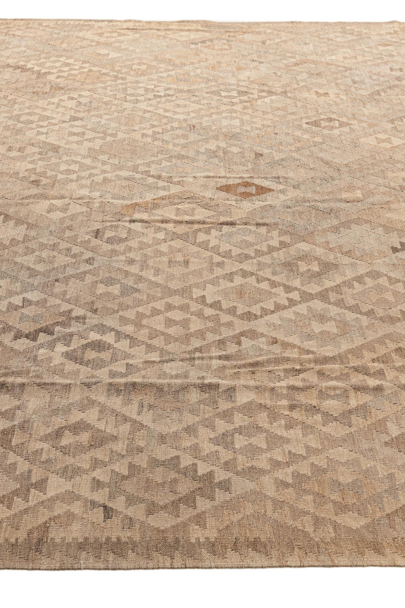 10' 3 x 11' 2 Hand Woven Kilim Maymana Wool Rug