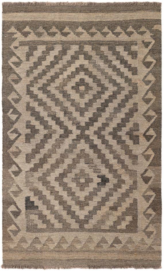 Detail image of 3' 2 x 5' 2 Hand Woven Kilim Maymana Wool Rug
