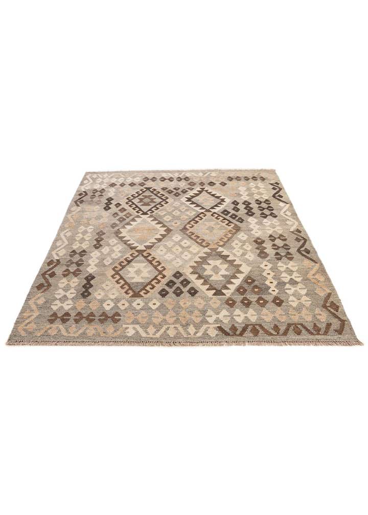 5' 2 x 6' 6 Hand Woven Kilim Maymana Wool Rug