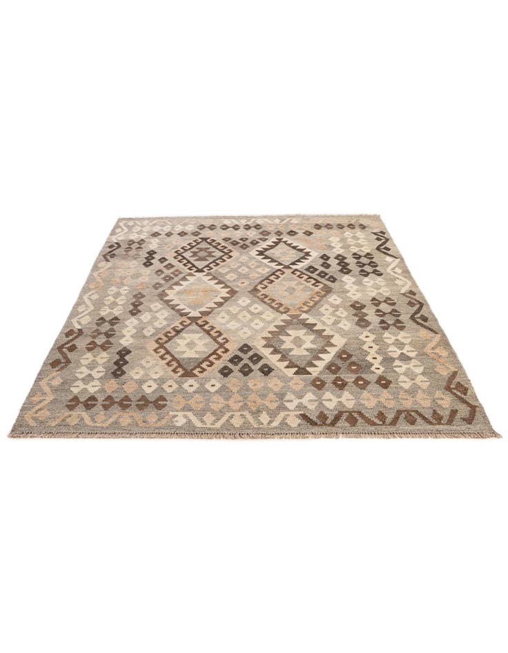 Detail image of 5' 2 x 6' 6 Hand Woven Kilim Maymana Wool Rug
