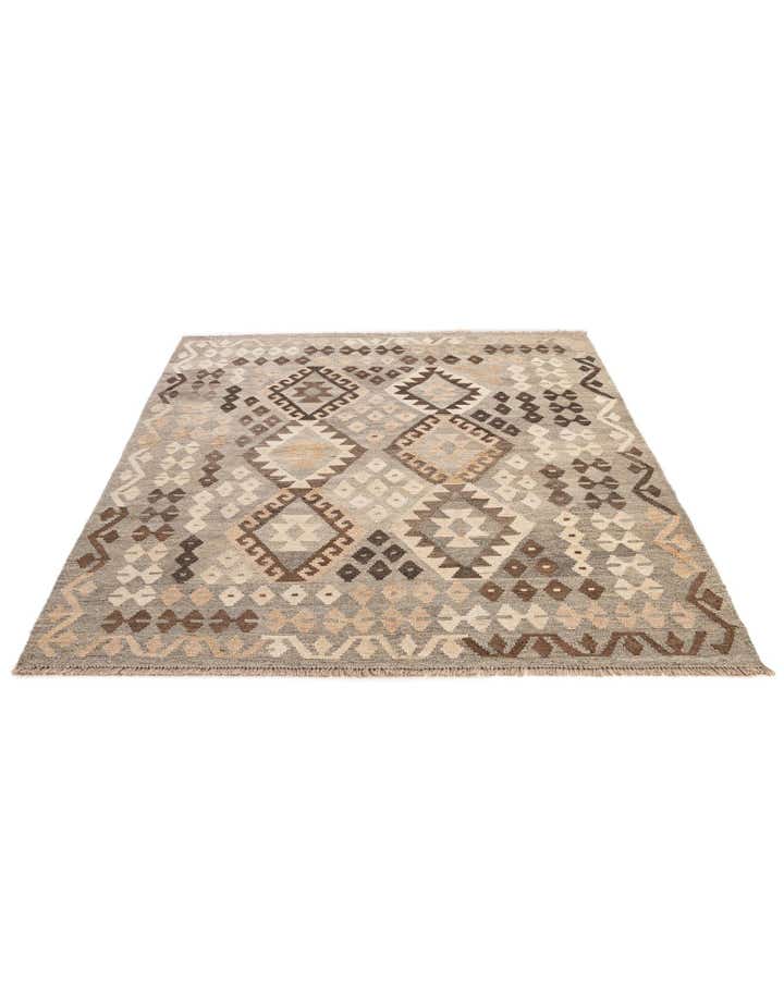 5' 2 x 6' 6 Hand Woven Kilim Maymana Wool Rug