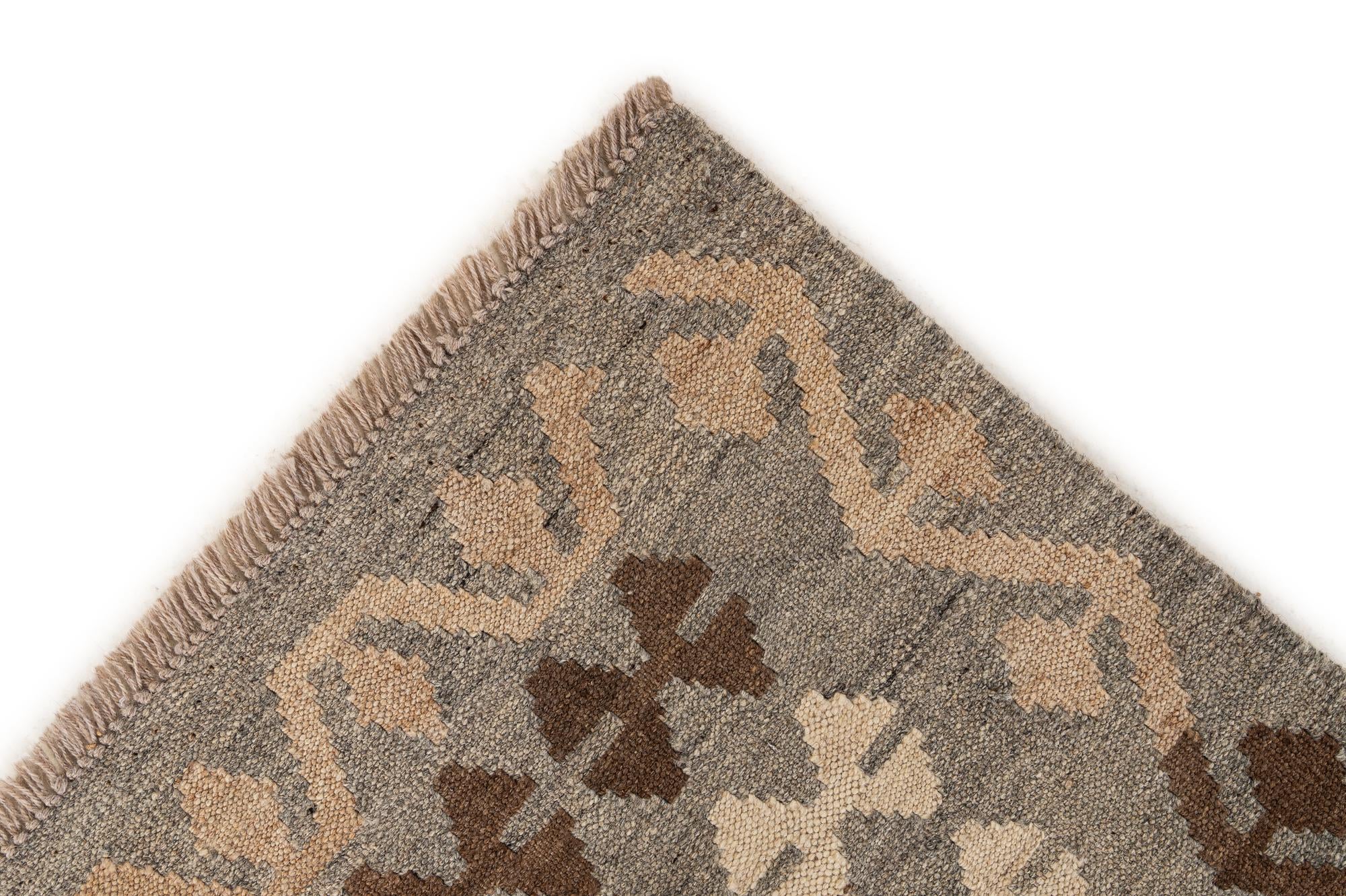 5' 2 x 6' 6 Hand Woven Kilim Maymana Wool Rug