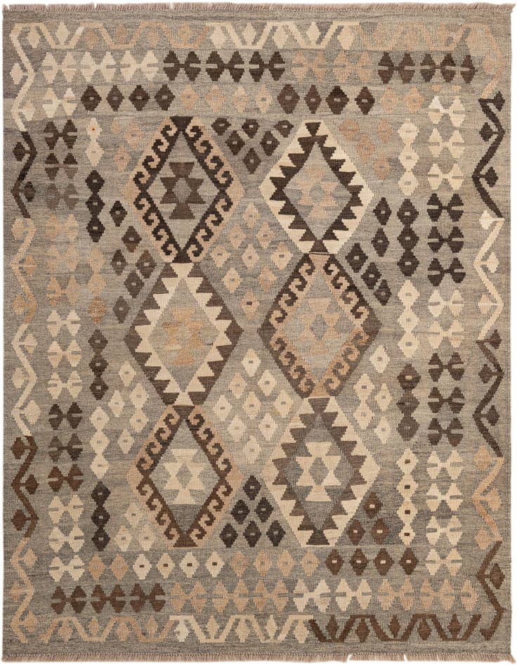 Detail image of 5' 2 x 6' 6 Hand Woven Kilim Maymana Wool Rug