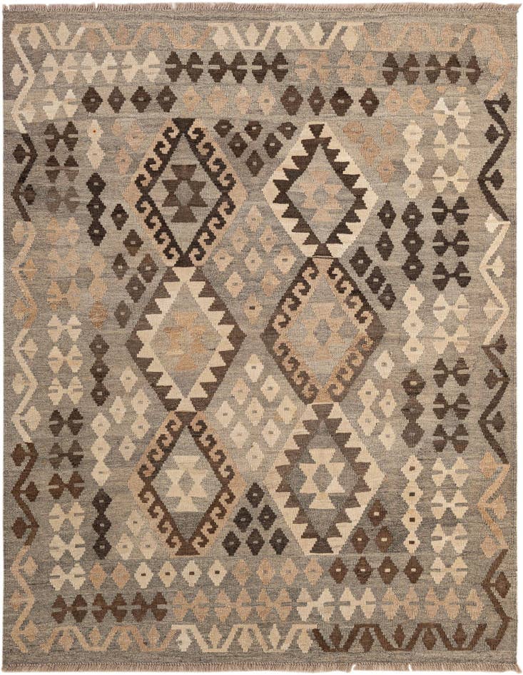 Detail image of 5' 2 x 6' 6 Hand Woven Kilim Maymana Wool Rug