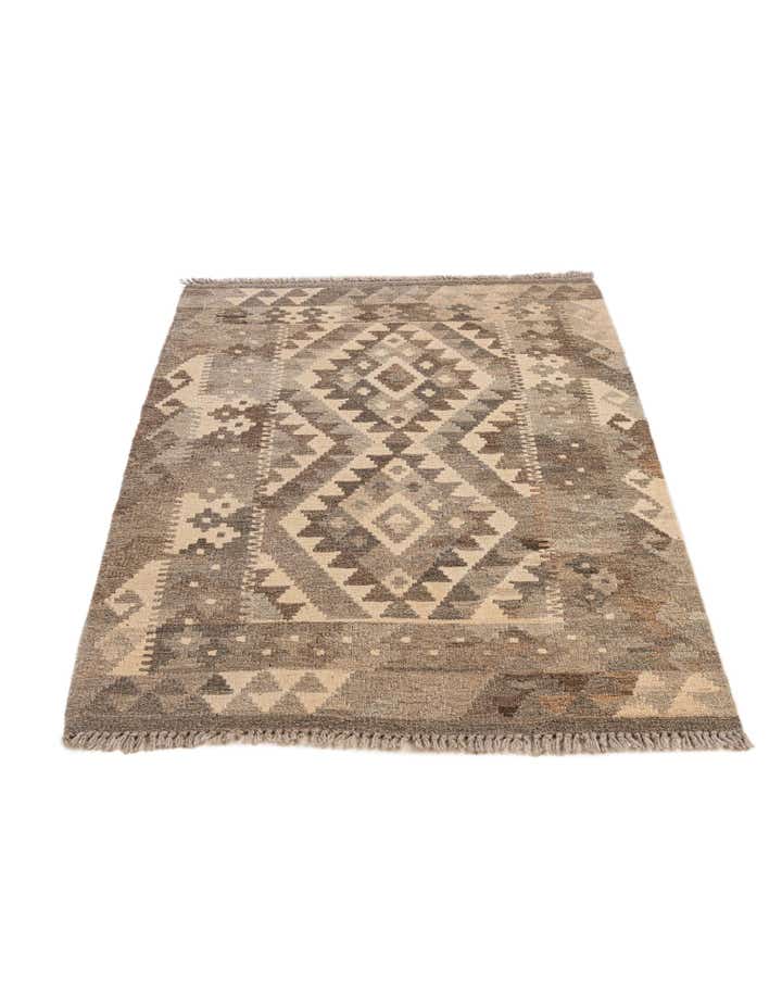 2' 9 x 4' 2 Hand Woven Kilim Maymana Wool Rug