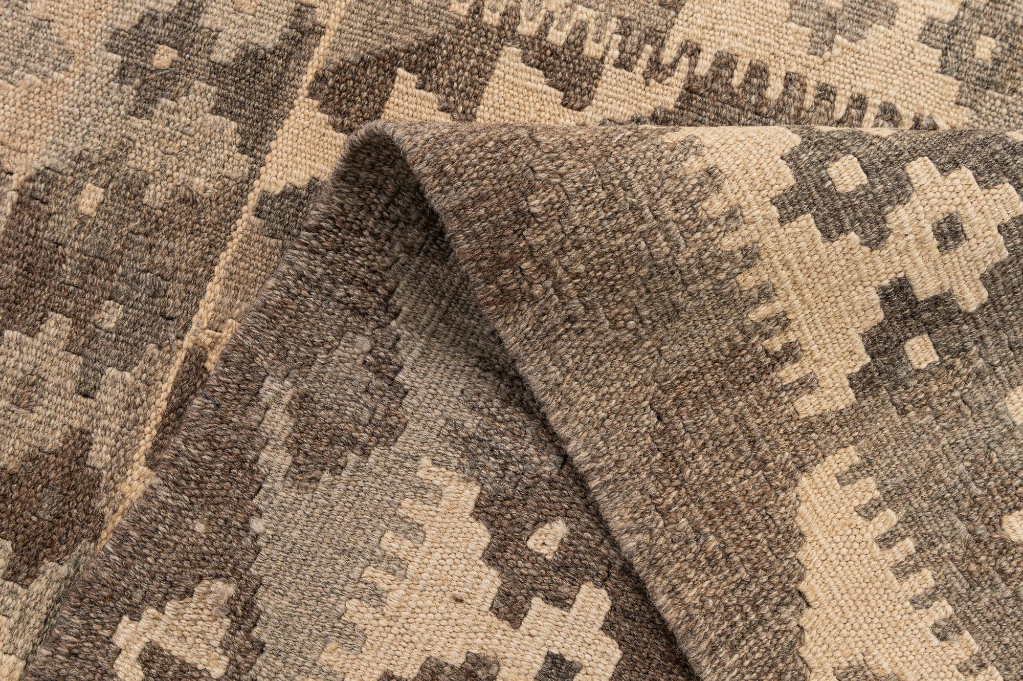 2' 9 x 4' 2 Hand Woven Kilim Maymana Wool Rug