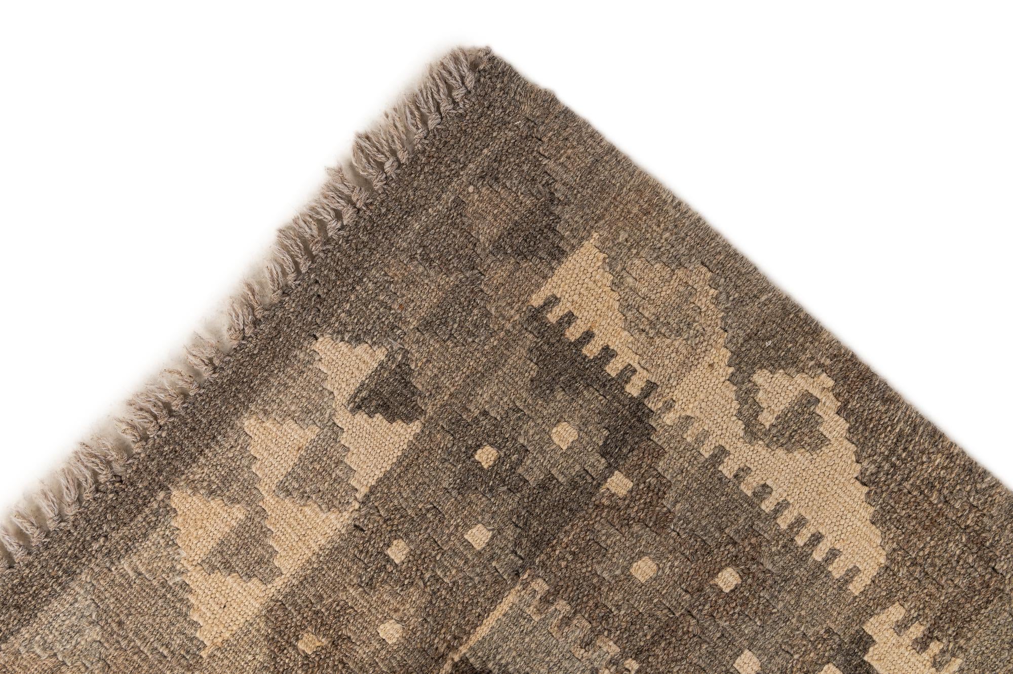 2' 9 x 4' 2 Hand Woven Kilim Maymana Wool Rug