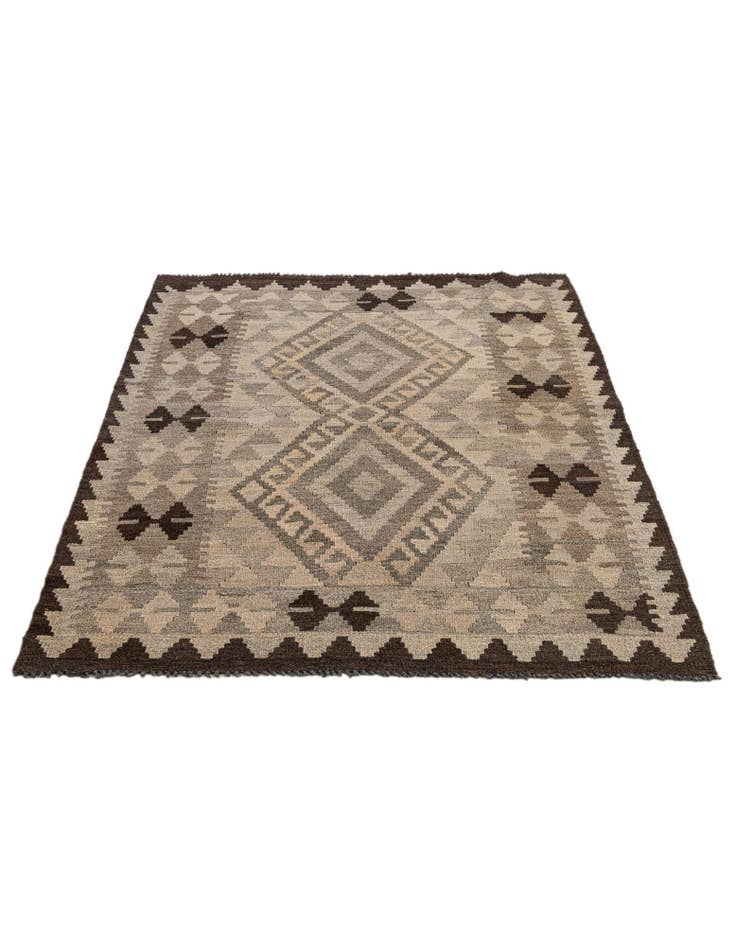 Detail image of 3' 4 x 4' 1 Hand Woven Kilim Maymana Wool Rug