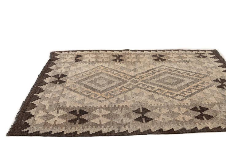 Detail image of 3' 4 x 4' 1 Hand Woven Kilim Maymana Wool Rug