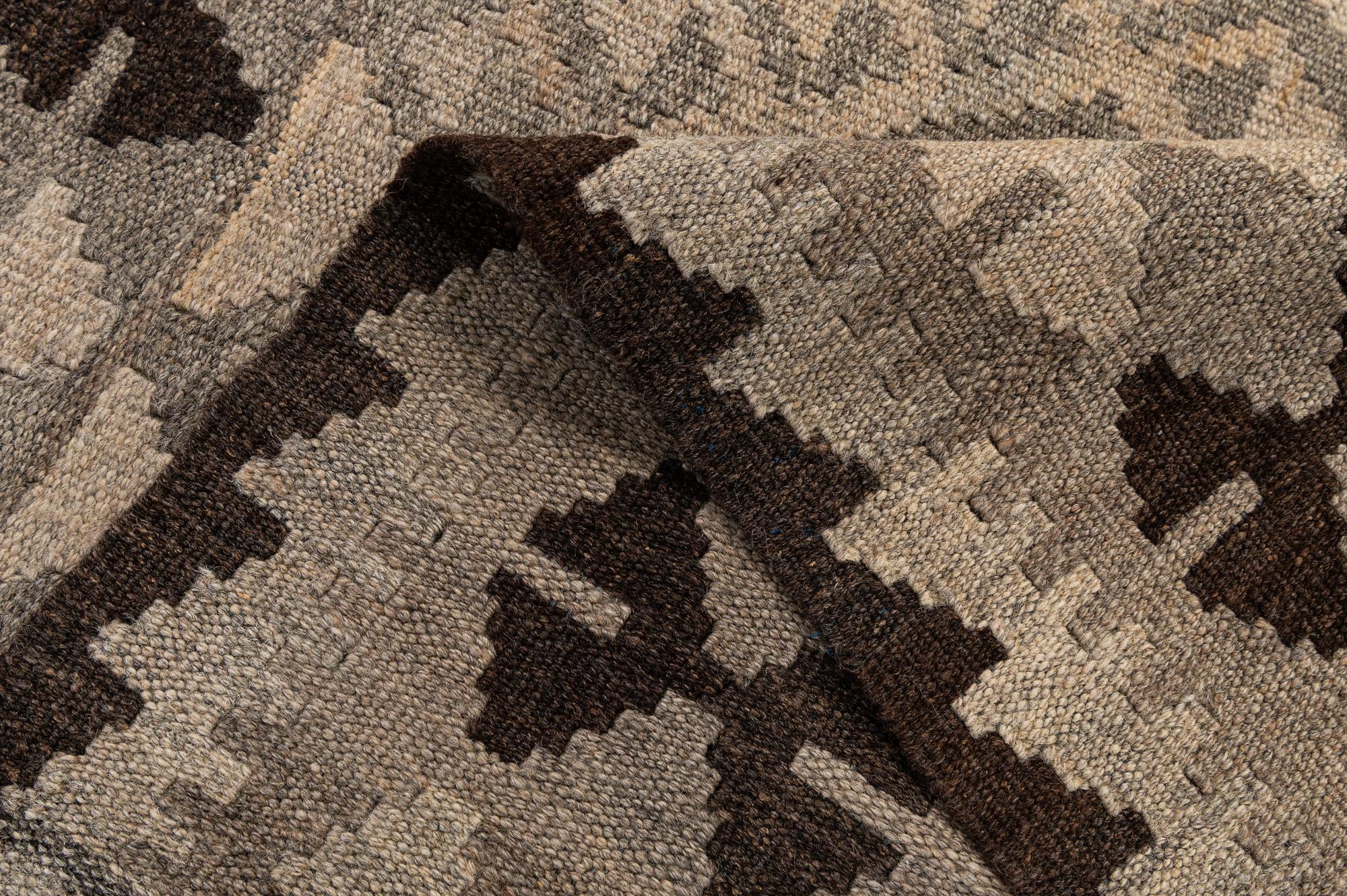 3' 4 x 4' 1 Hand Woven Kilim Maymana Wool Rug