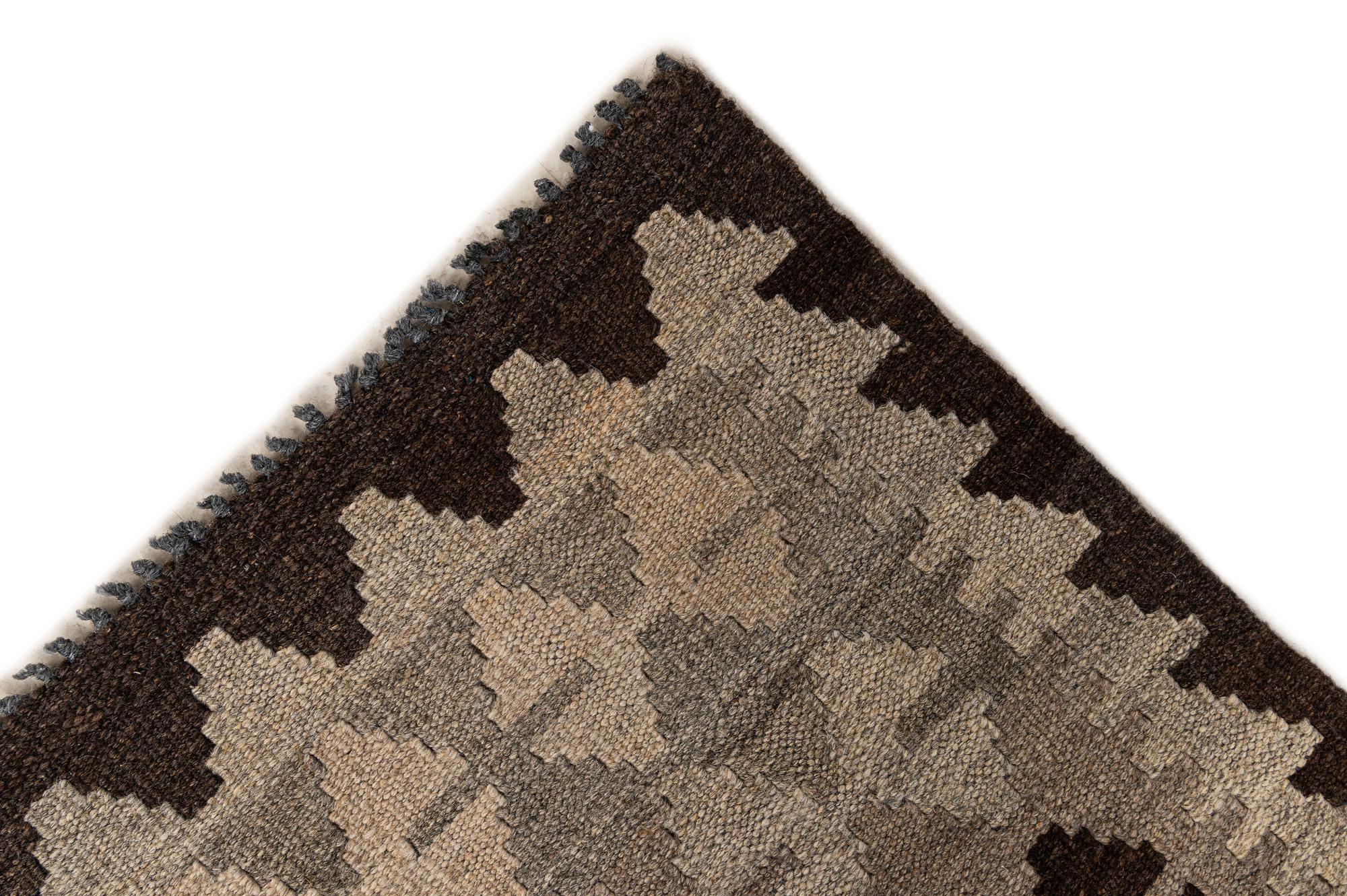 3' 4 x 4' 1 Hand Woven Kilim Maymana Wool Rug