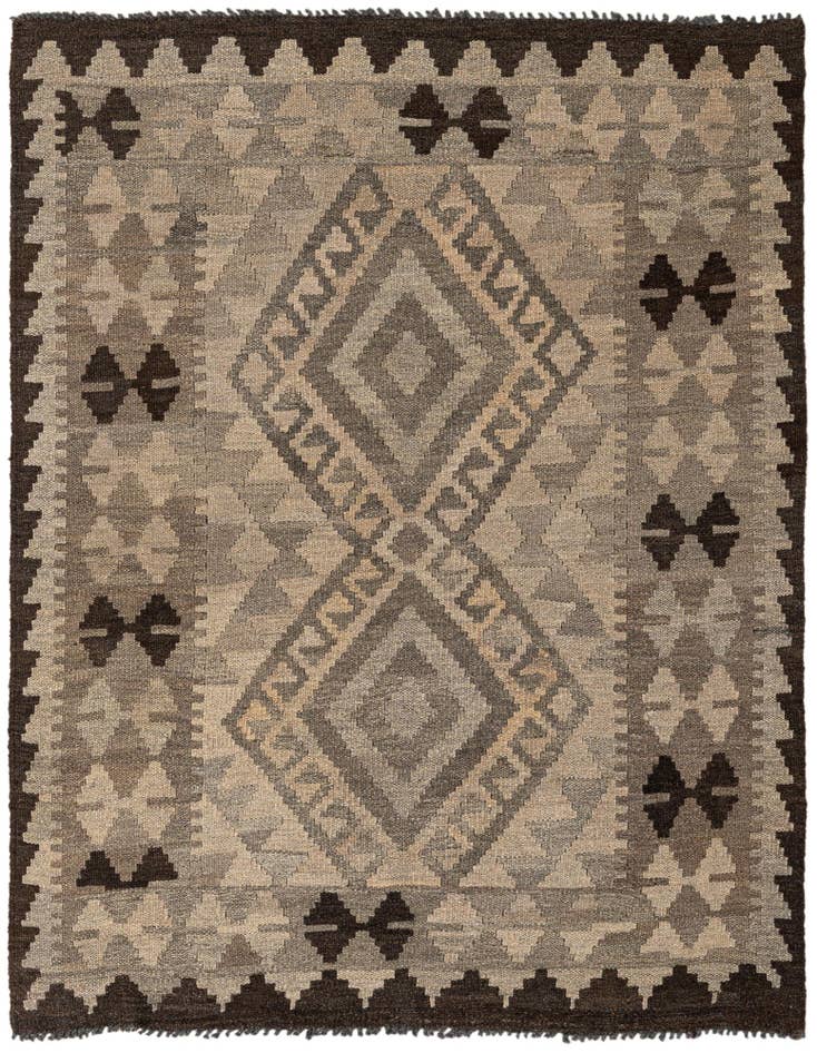 Detail image of 3' 4 x 4' 1 Hand Woven Kilim Maymana Wool Rug