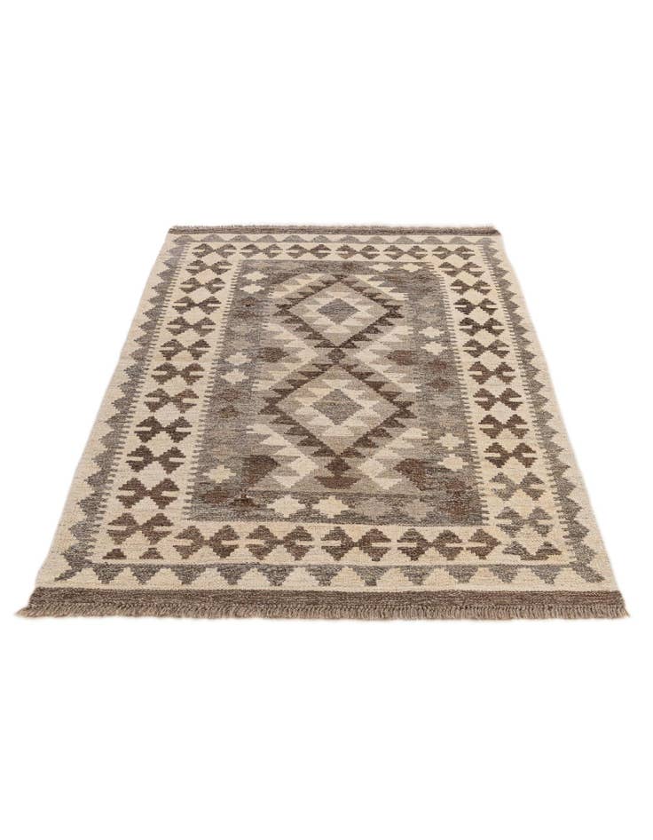 Detail image of 3' 3 x 4' 11 Hand Woven Kilim Maymana Wool Rug