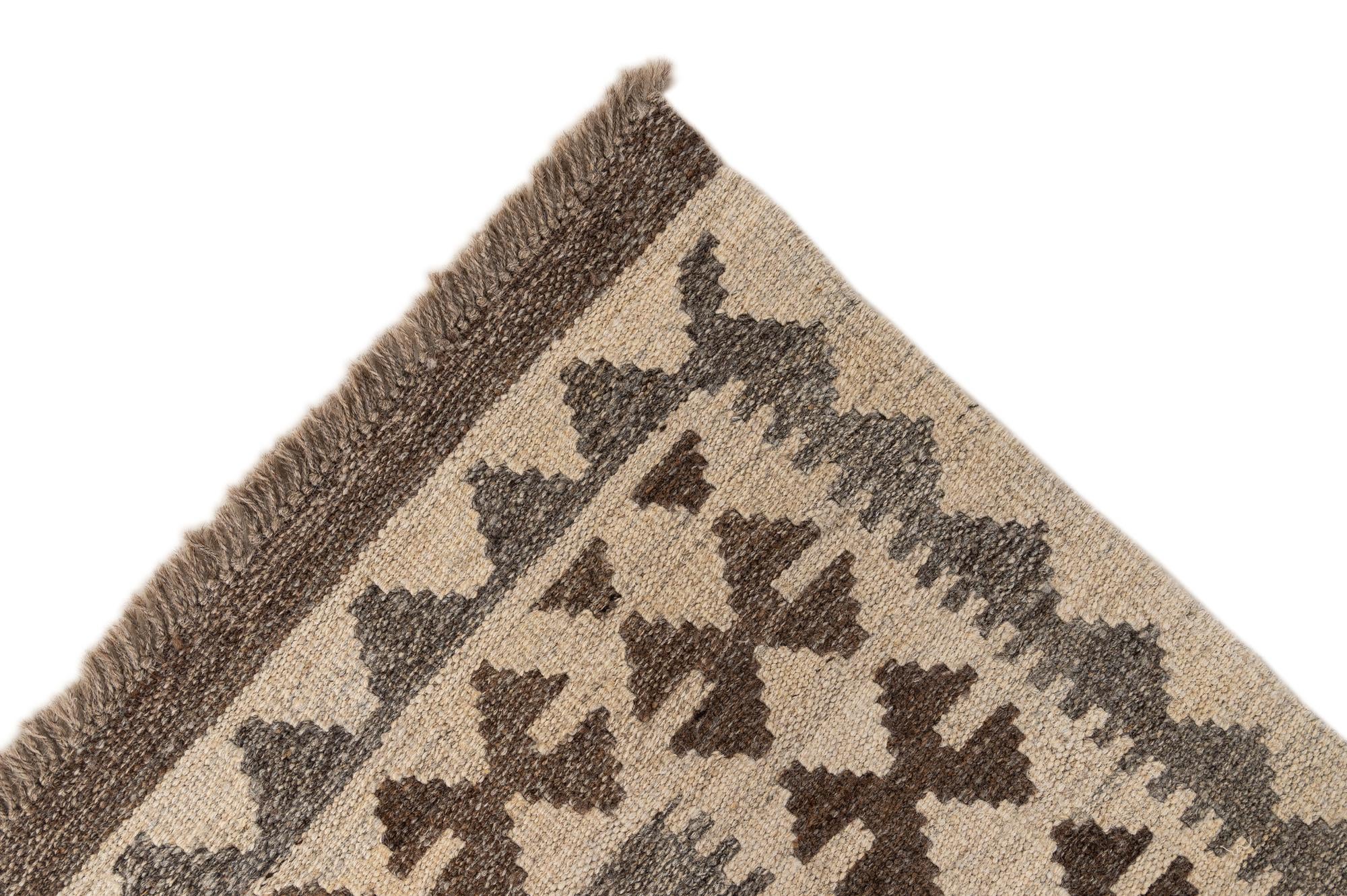 3' 3 x 4' 11 Hand Woven Kilim Maymana Wool Rug
