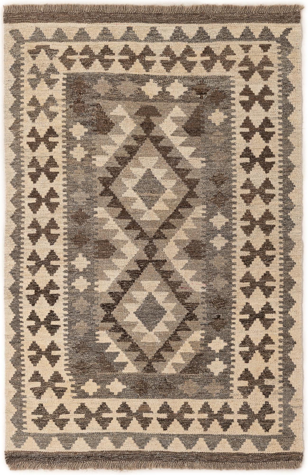 3' 3 x 4' 11 Hand Woven Kilim Maymana Wool Rug