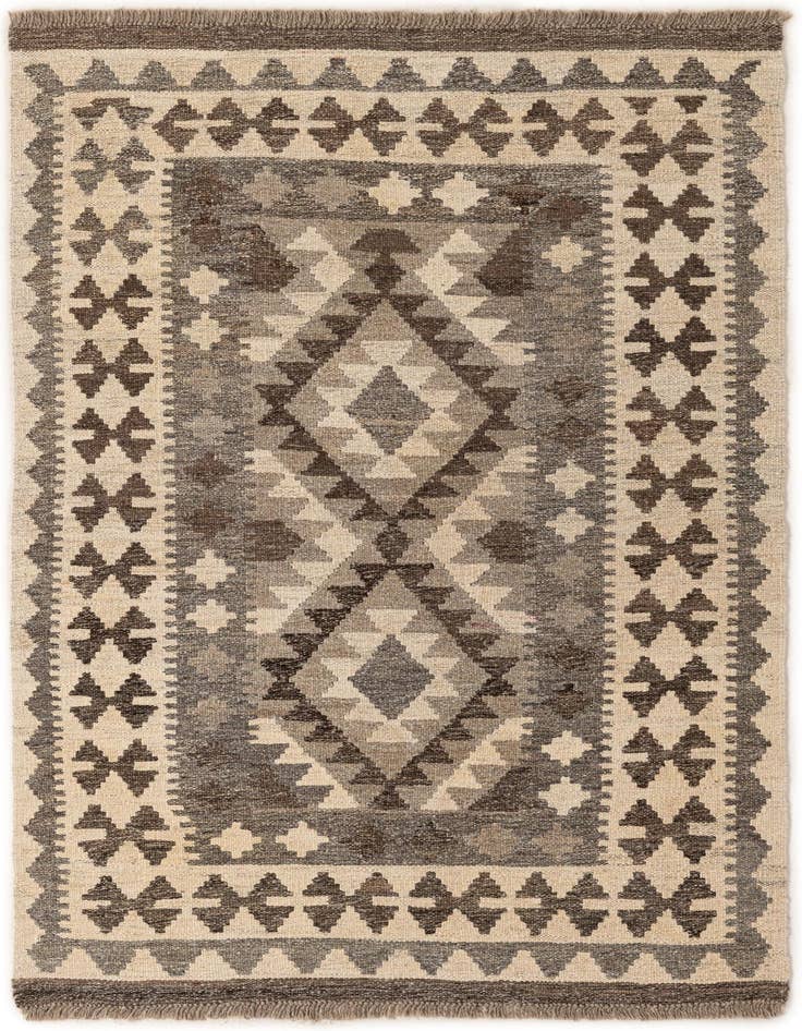 Detail image of 3' 3 x 4' 11 Hand Woven Kilim Maymana Wool Rug
