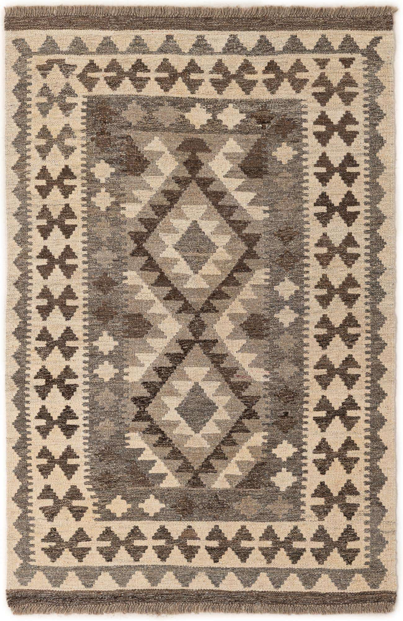 3' 3 x 4' 11 Hand Woven Kilim Maymana Wool Rug