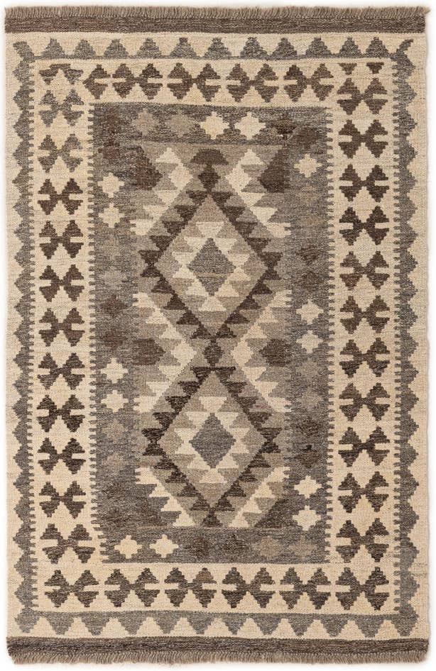Detail image of 3' 3 x 4' 11 Hand Woven Kilim Maymana Wool Rug