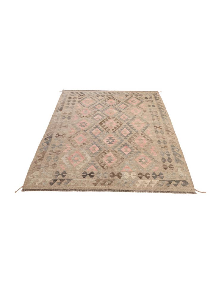 Detail image of 6' x 8' 3 Hand Woven Kilim Maymana Wool Rug