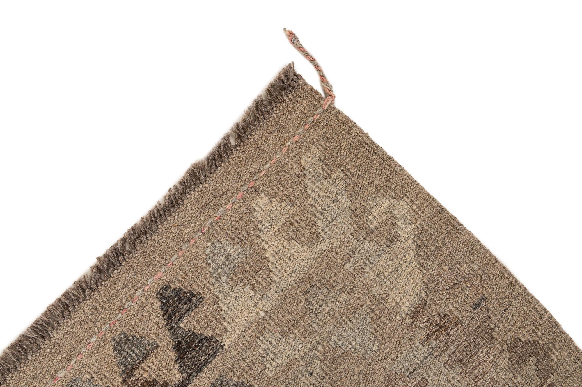 6' x 8' 3 Hand Woven Kilim Maymana Wool Rug