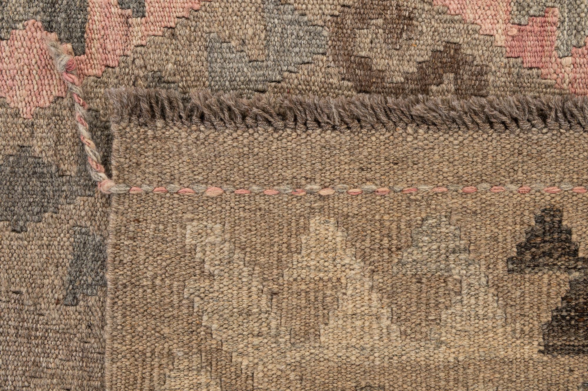 6' x 8' 3 Hand Woven Kilim Maymana Wool Rug