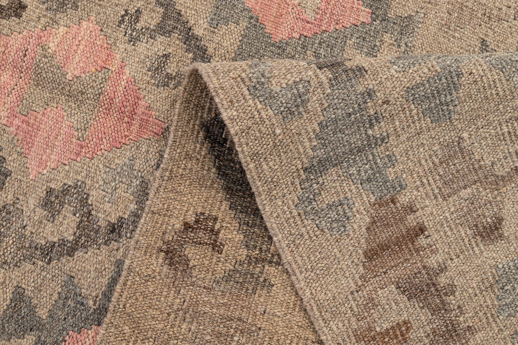 6' x 8' 3 Hand Woven Kilim Maymana Wool Rug