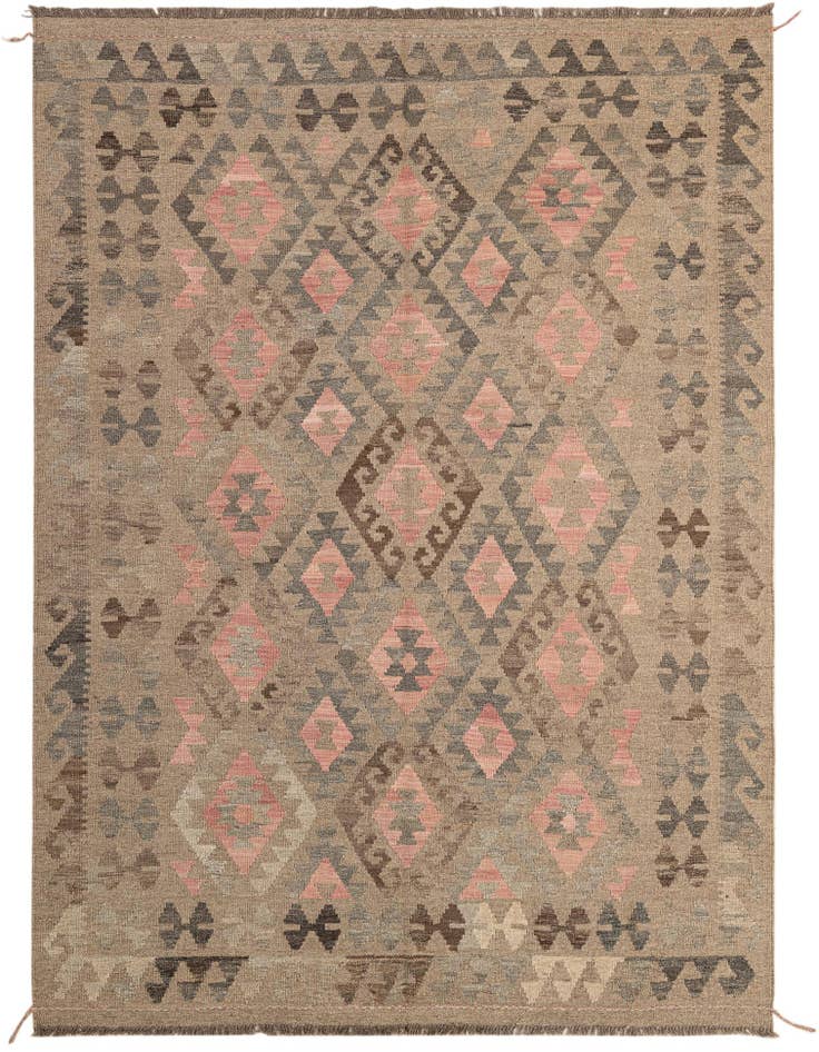 Detail image of 6' x 8' 3 Hand Woven Kilim Maymana Wool Rug