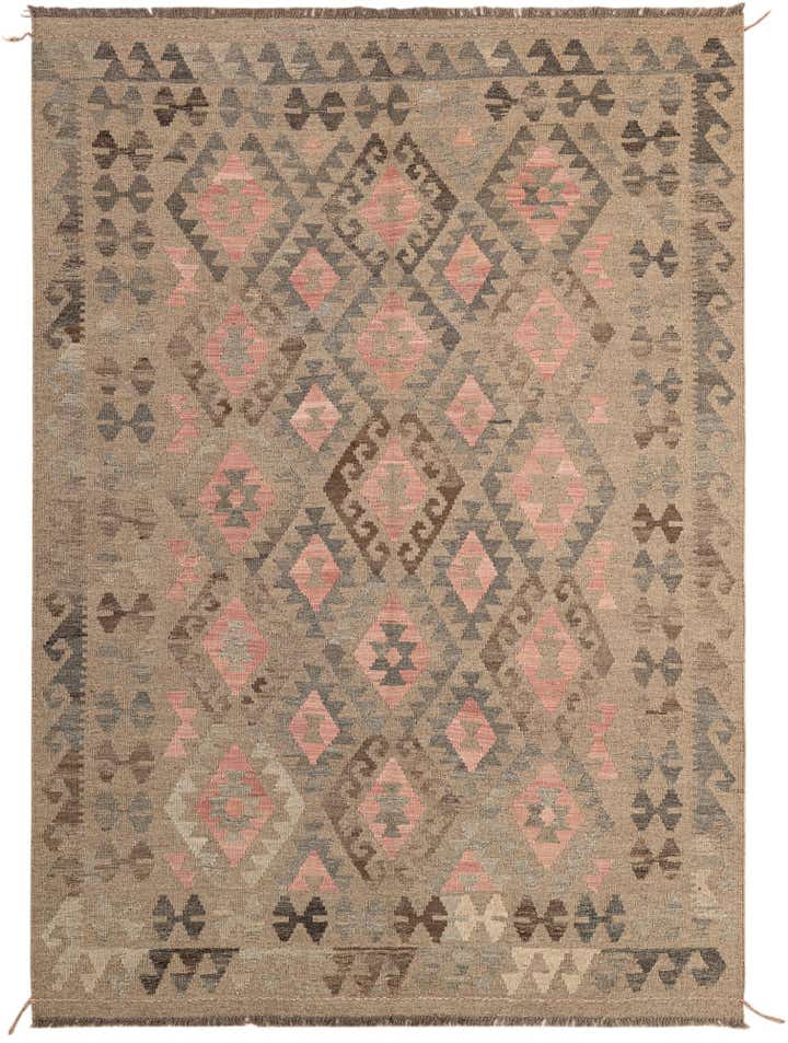 6' x 8' 3 Hand Woven Kilim Maymana Wool Rug