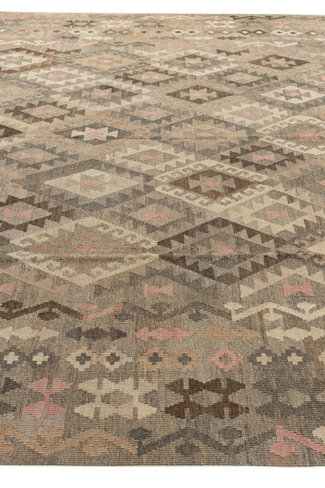 10' 7 x 12' 1 Hand Woven Kilim Maymana Wool Rug